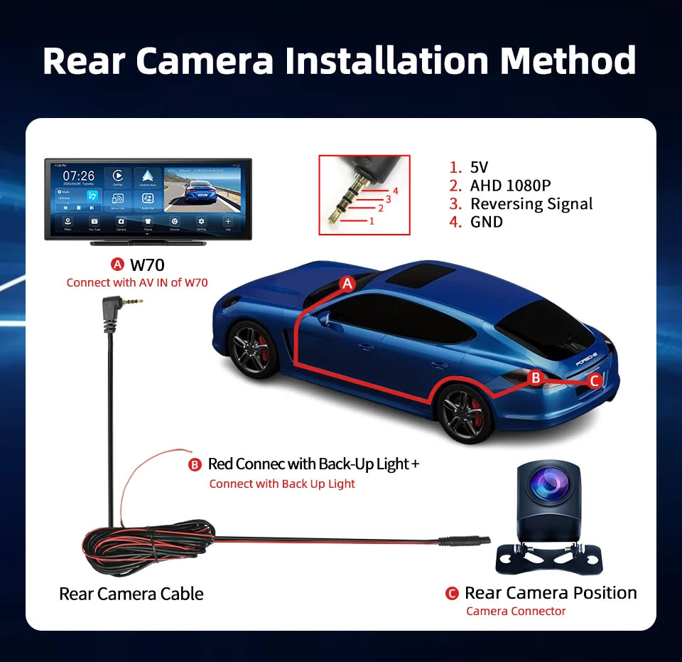 Imagebon W70 11.4" 8 Core Android 14 6+128G CarPlay & Android Auto Dash Cam GPS WiFi Google Play Youtube Netflix OTA Upgrade DVR