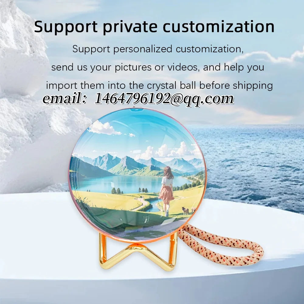 Creative 3D Crystal Ball Video Play Display Room Desktop Art Aesthetics Kawaii Children's Home Decoration Accessories Gifts