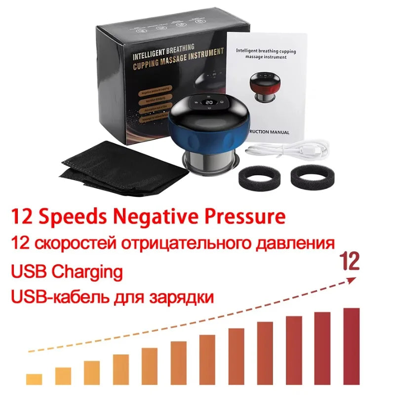 Body Scraping Massage Smart Electric Vacuum Cupping Heating Suction Cup Device Back Neck Arm Massger 6/12 Level Cupping