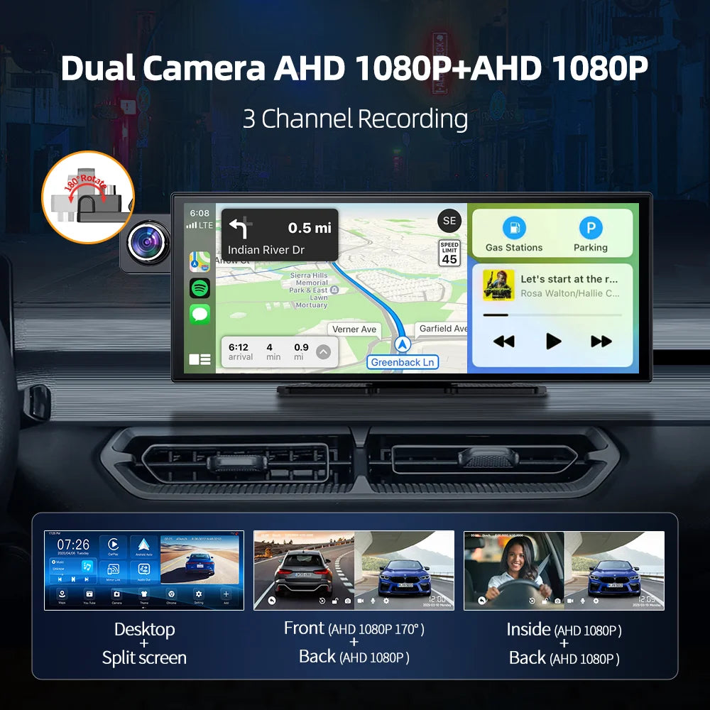 Imagebon W70 11.4" 8 Core Android 14 6+128G CarPlay & Android Auto Dash Cam GPS WiFi Google Play Youtube Netflix OTA Upgrade DVR
