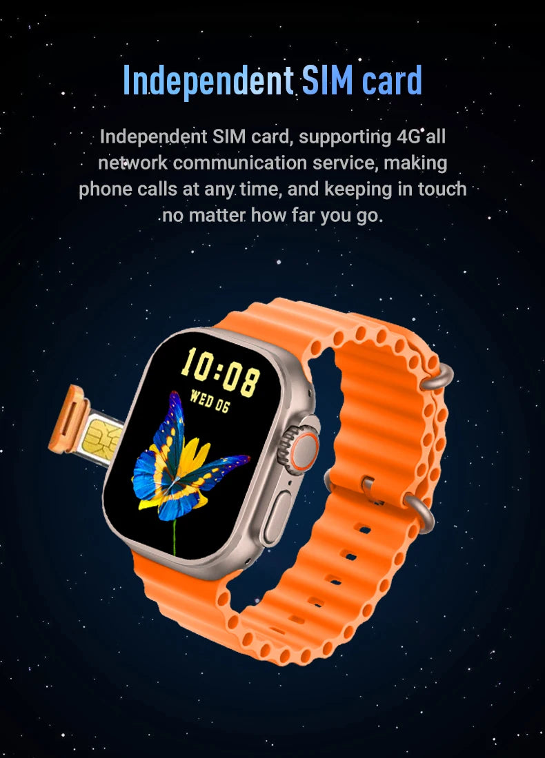 New 4G SIM Card and Camera Video Call SmartWatch Whatsapp Notification AMOLED Screen Custom Dial Support TWS Earphone Connection